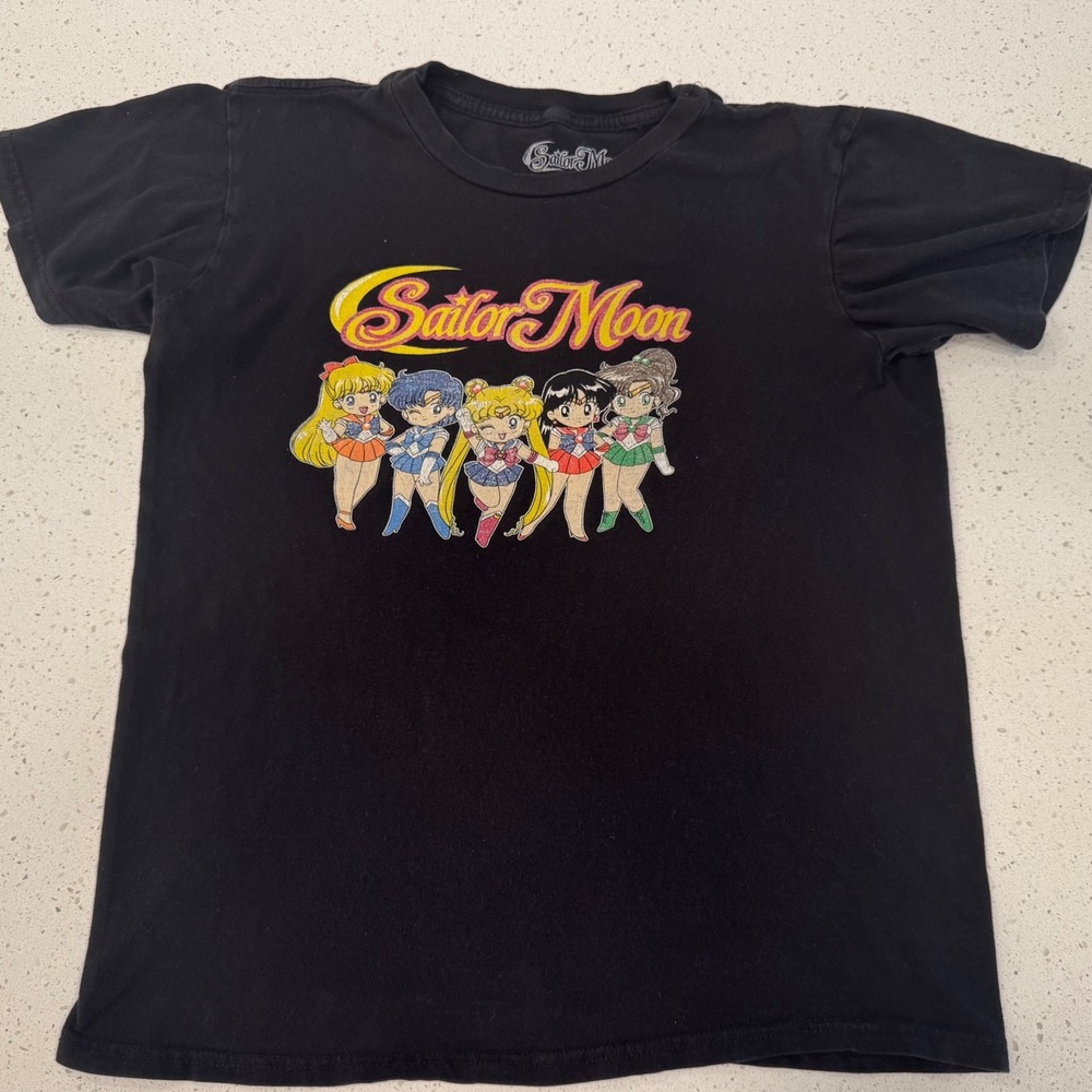 Sailor Moon Graphic T-Shirt Mens Small Black Good Anime Streetwear Retro Style